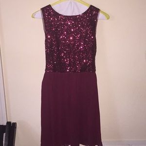 B. Darlin Burgundy Sequin Formal Skater Dress